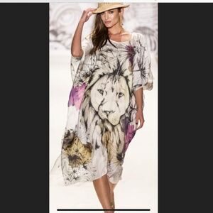 Agua Bendita Lion Silk Kaftan OS